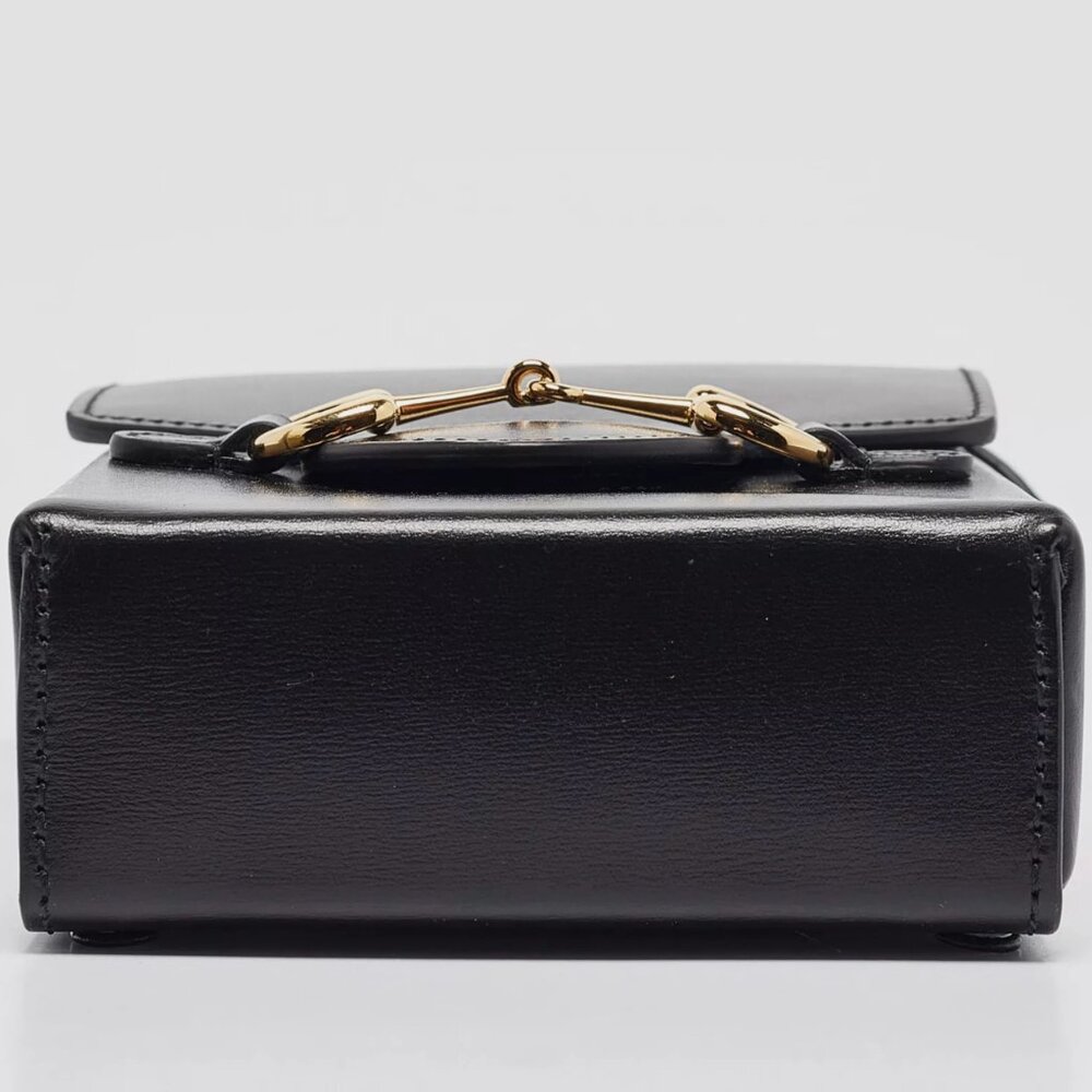 Auth. Gucci Horsebit 1955 Black Leather Crossbody Shoulder Bag Unisex 625615 - Picture 5 of 8